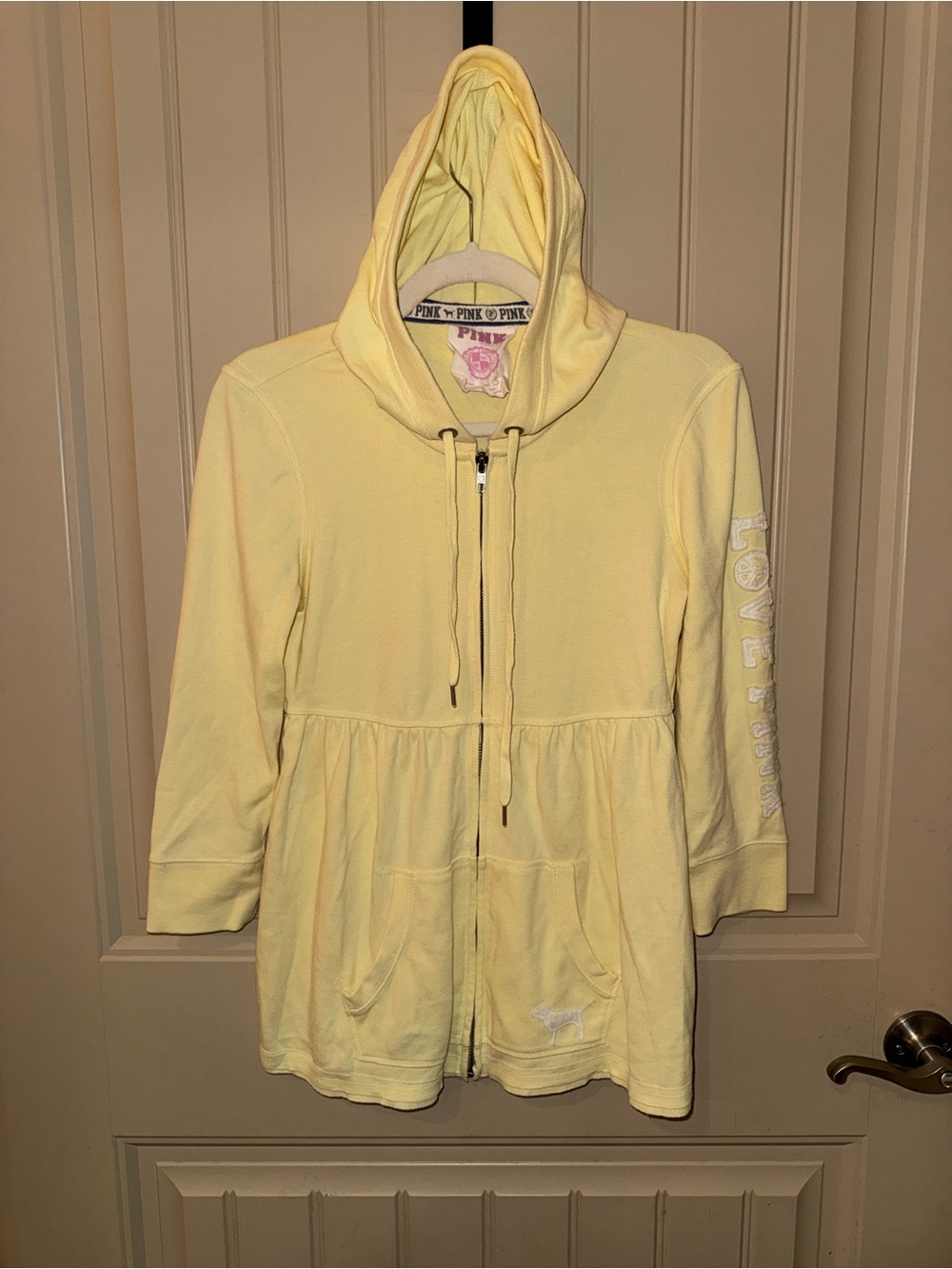 PINK Victoria's Secret Y2K Vintage Zip Up Babydoll Hoodie Yellow Size Small